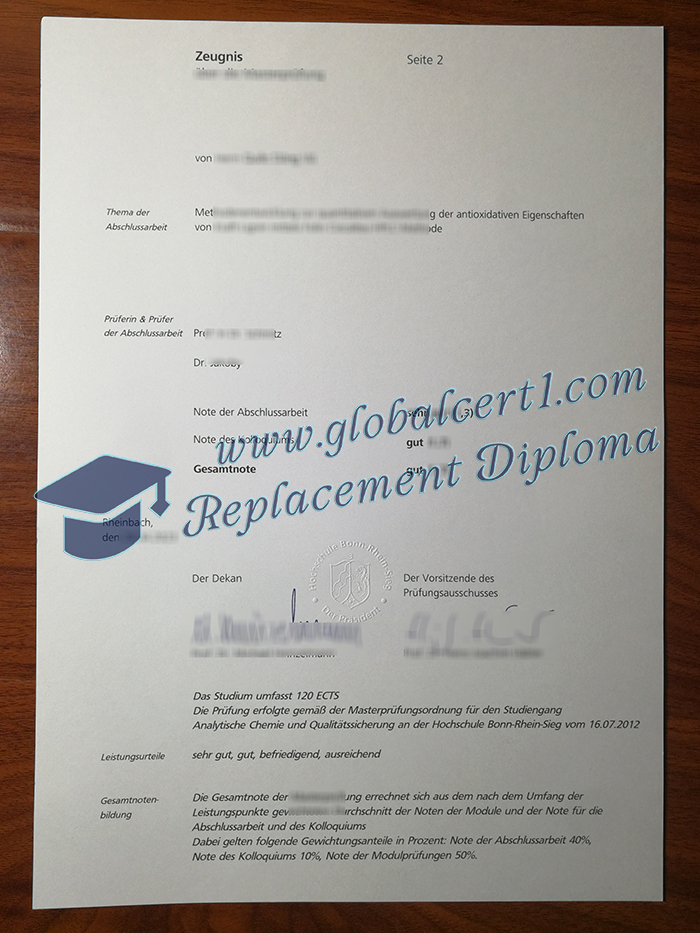 Hochschule Bonn-Rhein-Sieg zeugnis