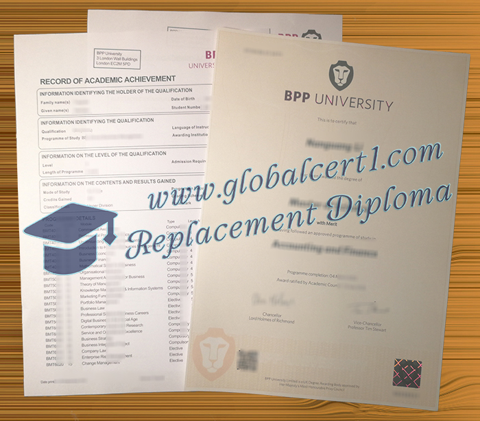 BPP University diploma and transcript