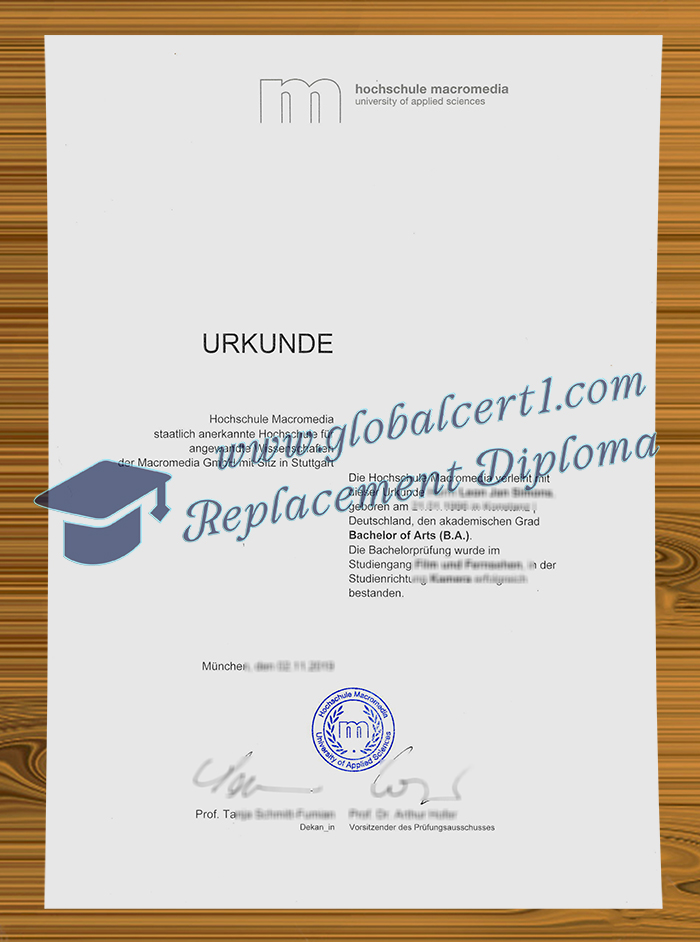 Hochschule Macromedia urkunde