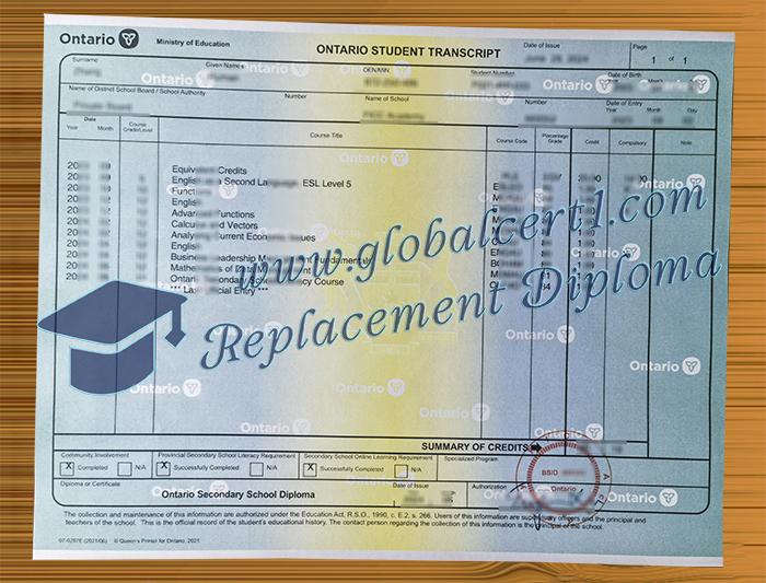 Ontario High School transcript