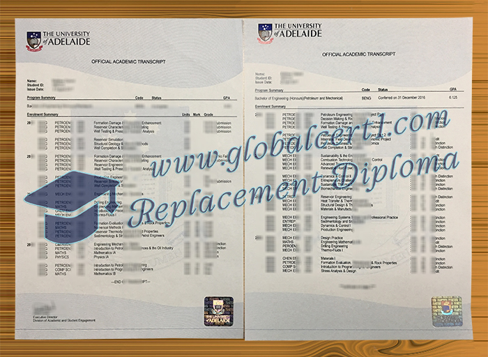 University of Adelaide transcript
