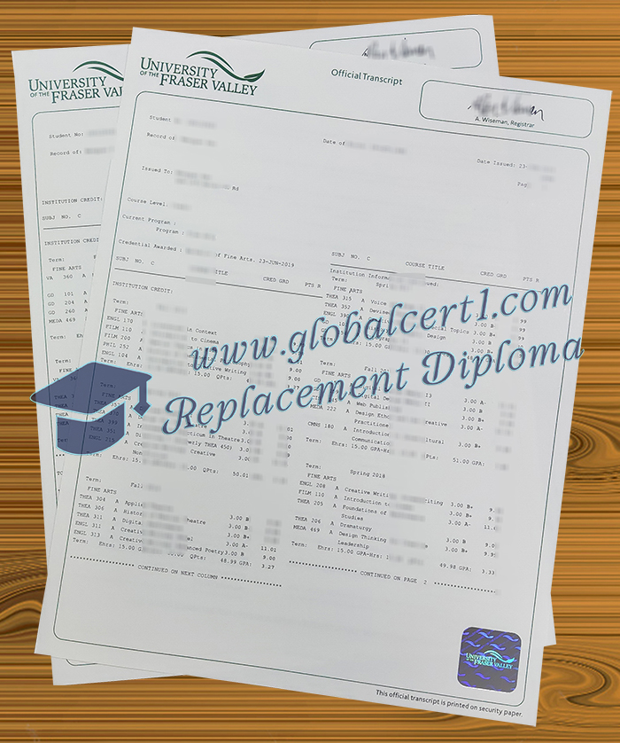 University of The Fraser Valley transcript