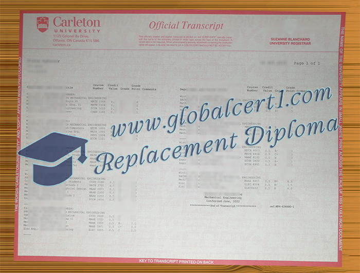Carleton University transcript