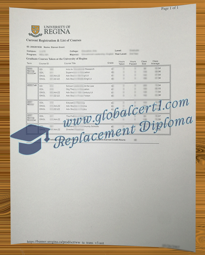 University of Regina transcript