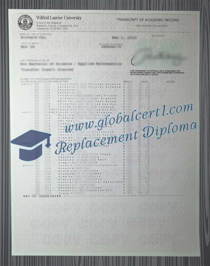 Wilfrid Laurier University transcript