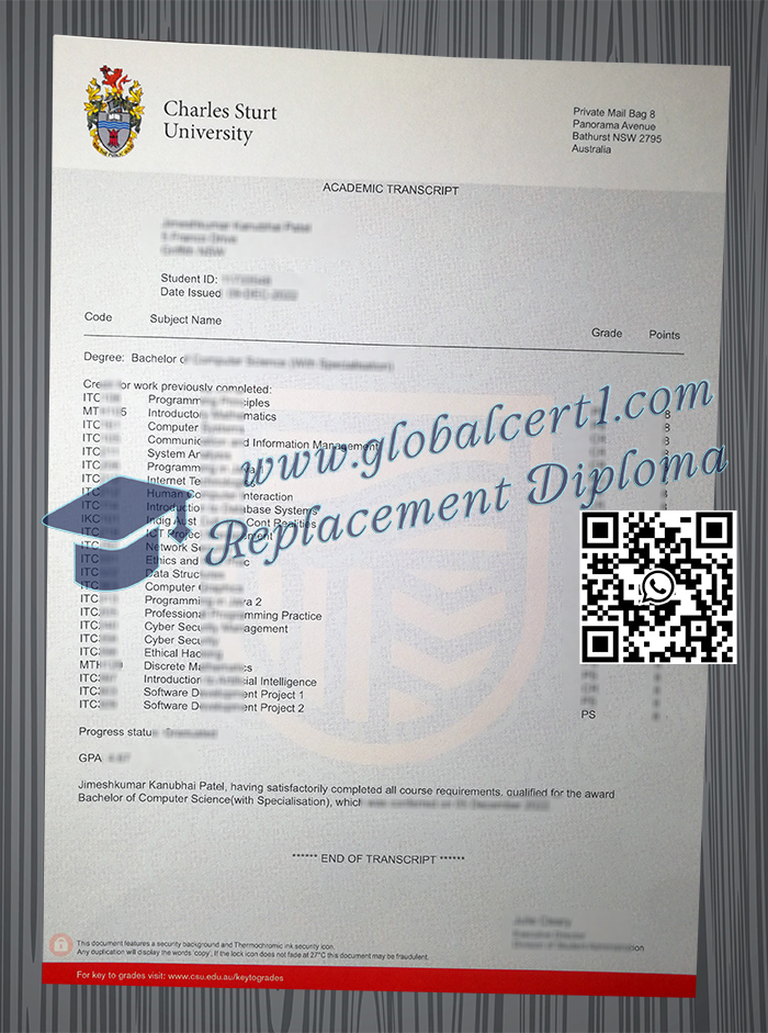 Charles Sturt University transcript
