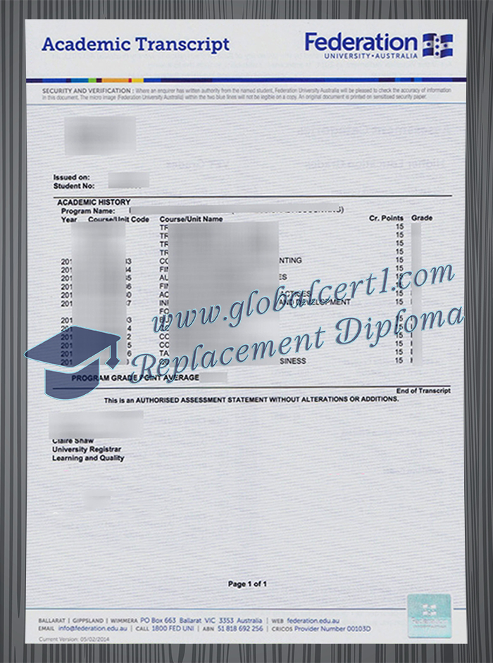 Federation University Australia transcript