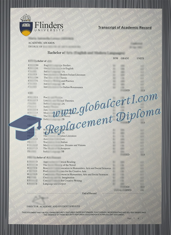 Flinders University transcript