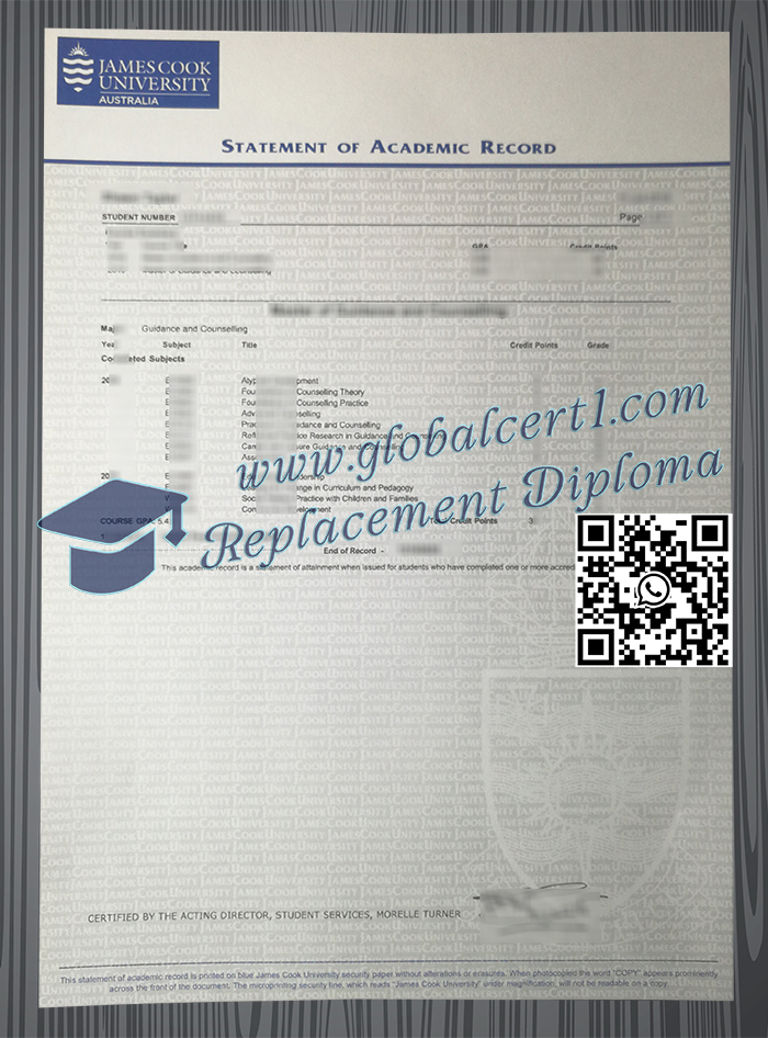 James Cook University transcript