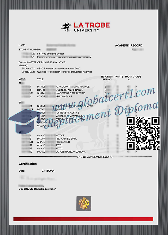 La Trobe University transcript
