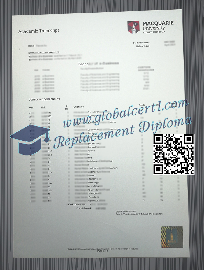 Macquarie University transcript