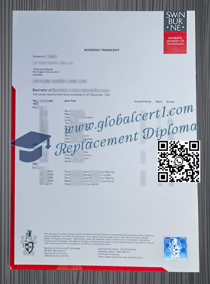 Swinburne University of Technology transcript