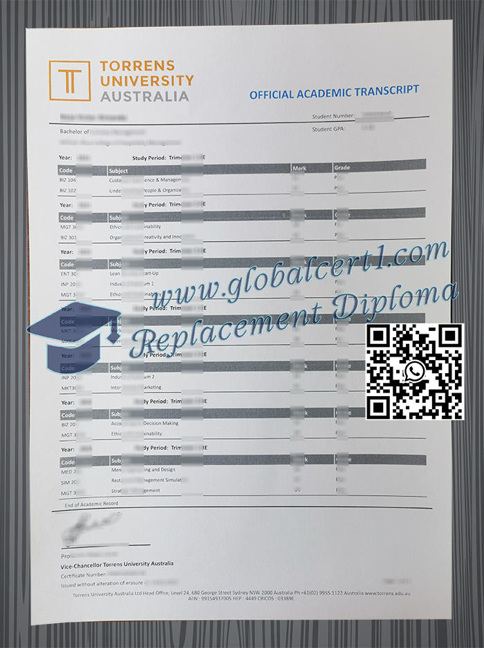 Torrens University Australia transcript