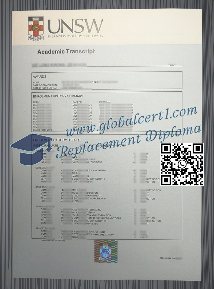 UNSW transcript