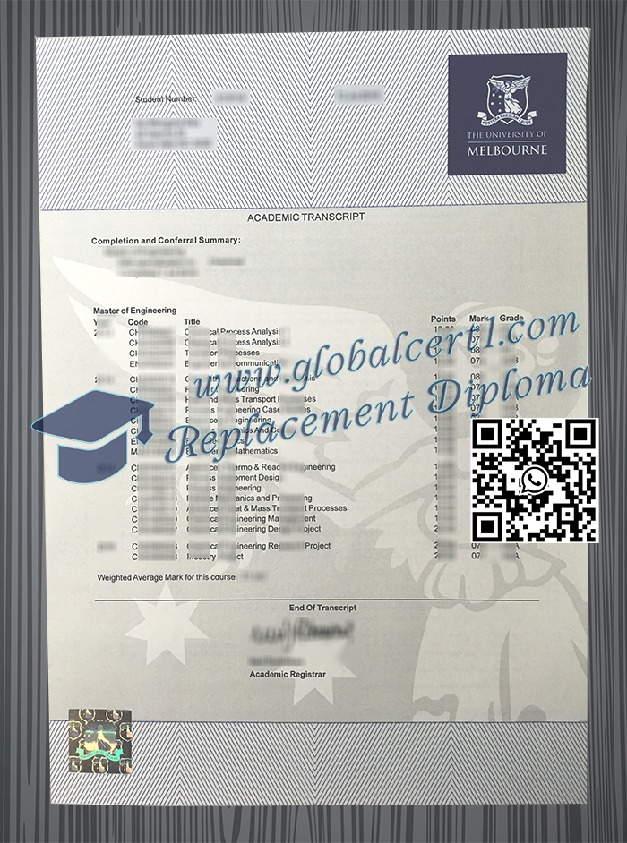 University of Melbourne transcript