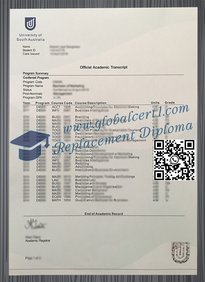 University of South Australia transcript
