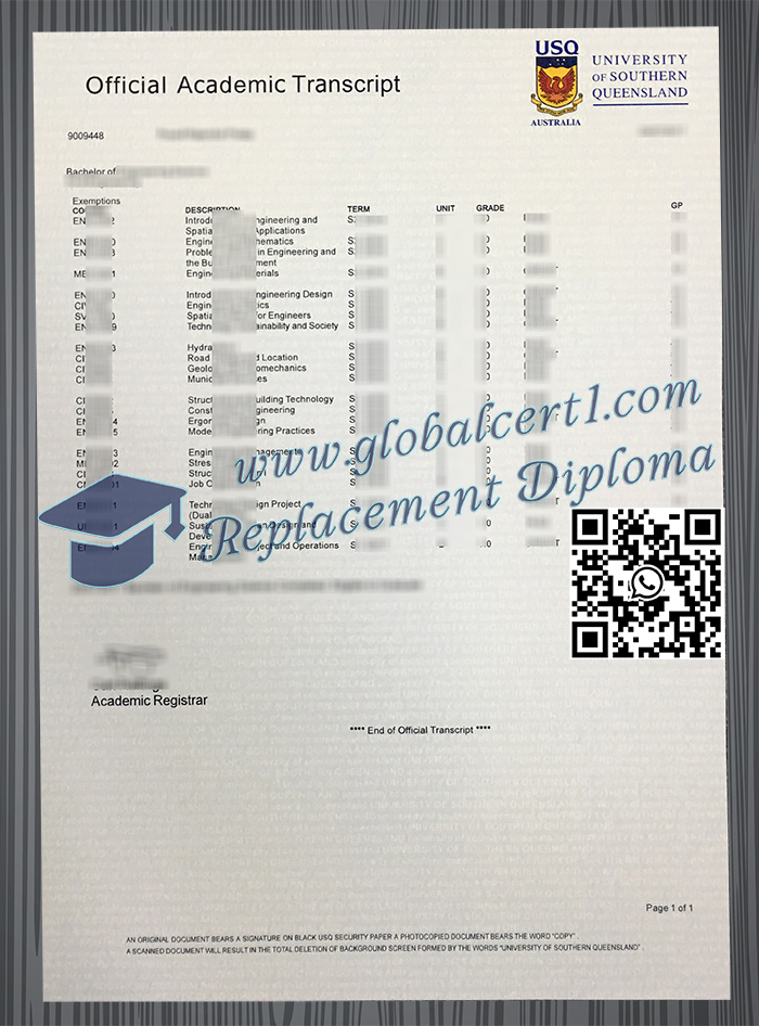 University of Southern Queensland transcript