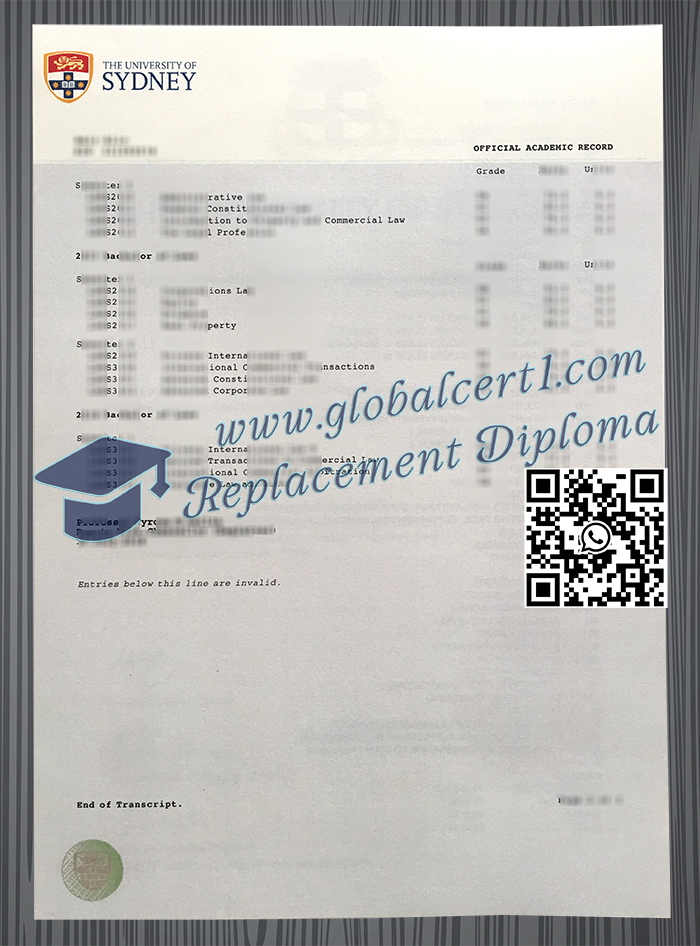 University of Sydney transcript