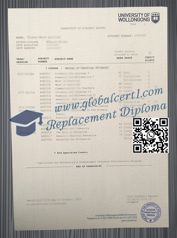 University of Wollongong transcript