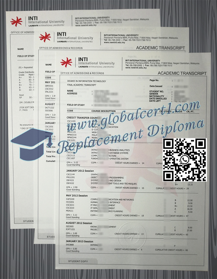 INTI International University transcript