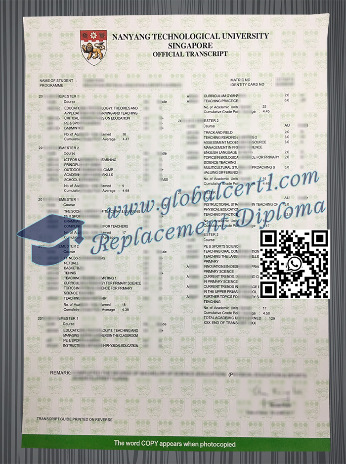 Nanyang Technological University transcript