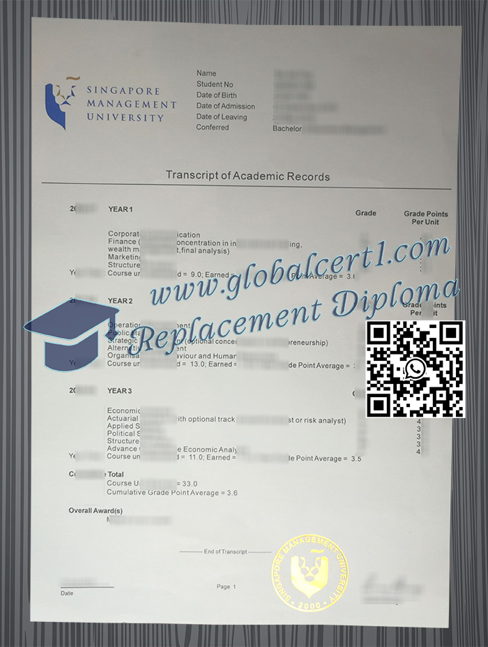 Singapore Management University transcript