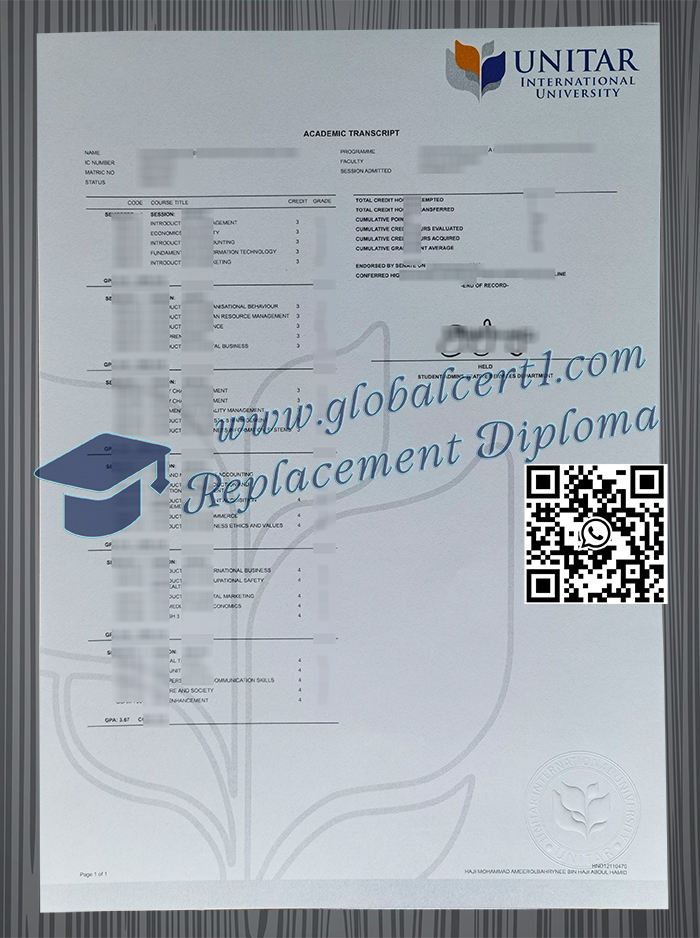 UNITAR International University transcript