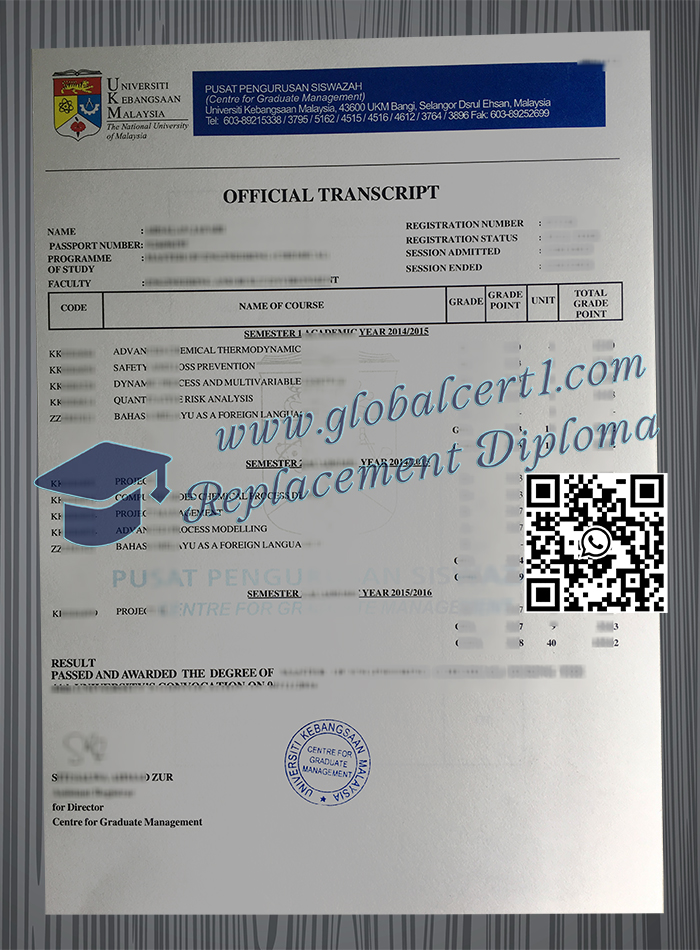 Universiti Kebangsaan Malaysia transcript