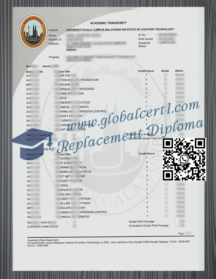 Universiti Kuala Lumpur transcript