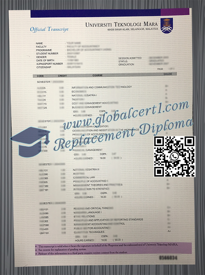 Universiti Teknologi MARA transcript