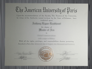 American University of Paris diploma