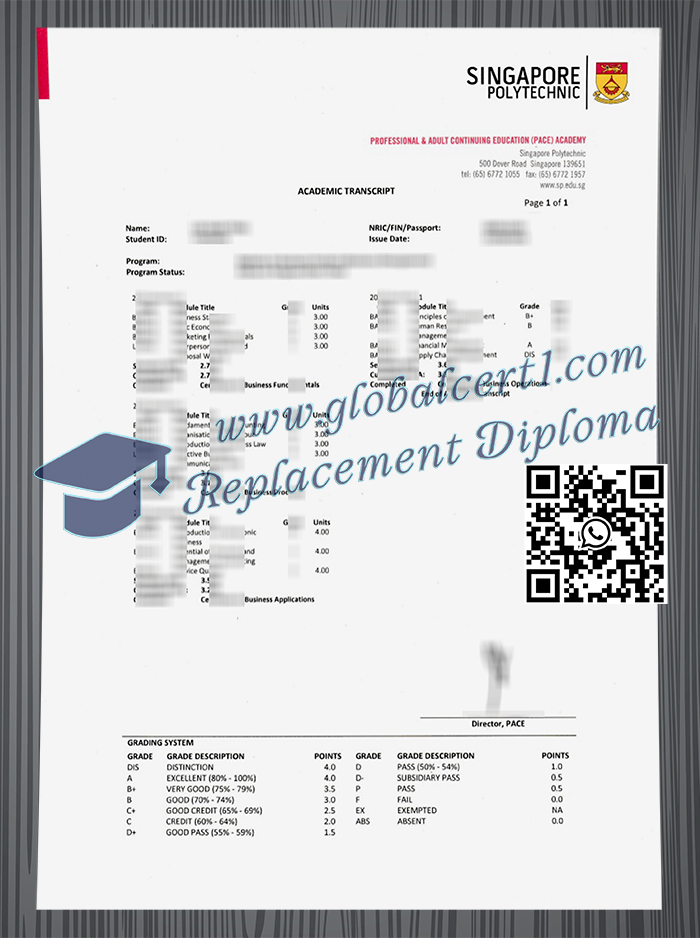 Singapore Polytechnic transcript