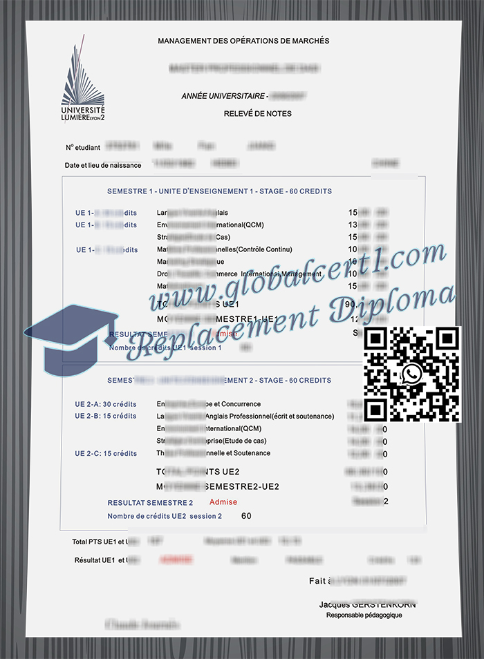 Université Lumière Lyon 2 transcript