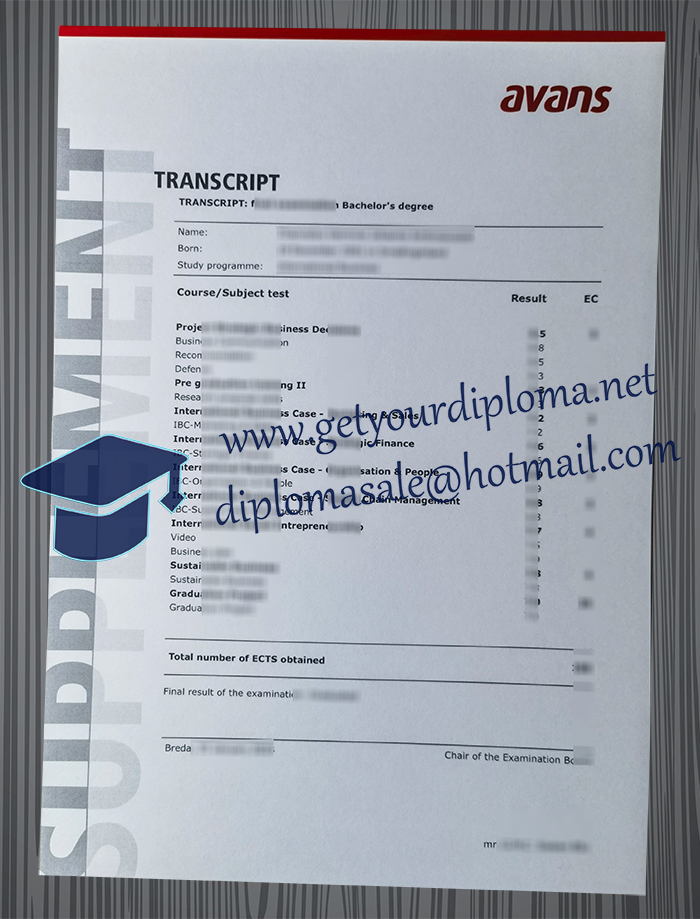 Avans Hogeschool transcript