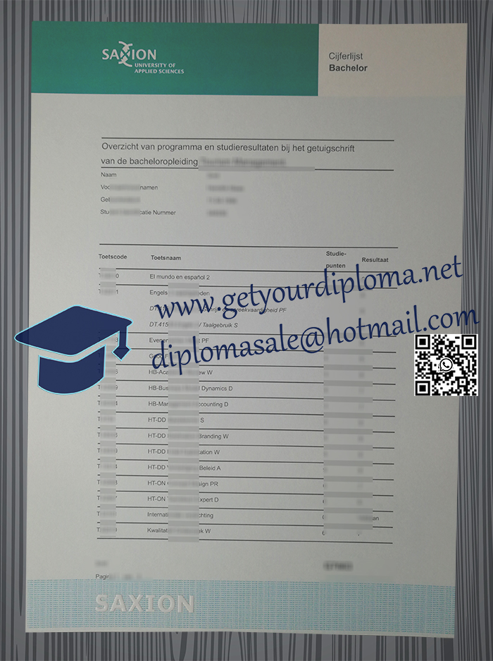 Saxion University of Applied Sciences transcript