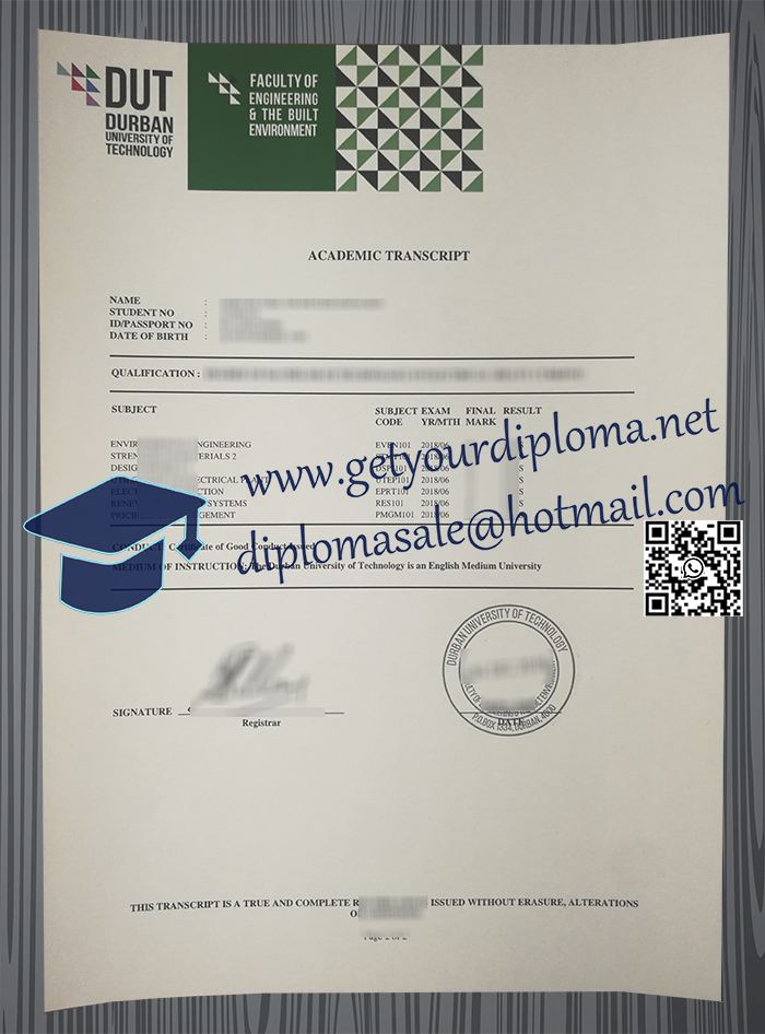 Durban University of Technology transcript