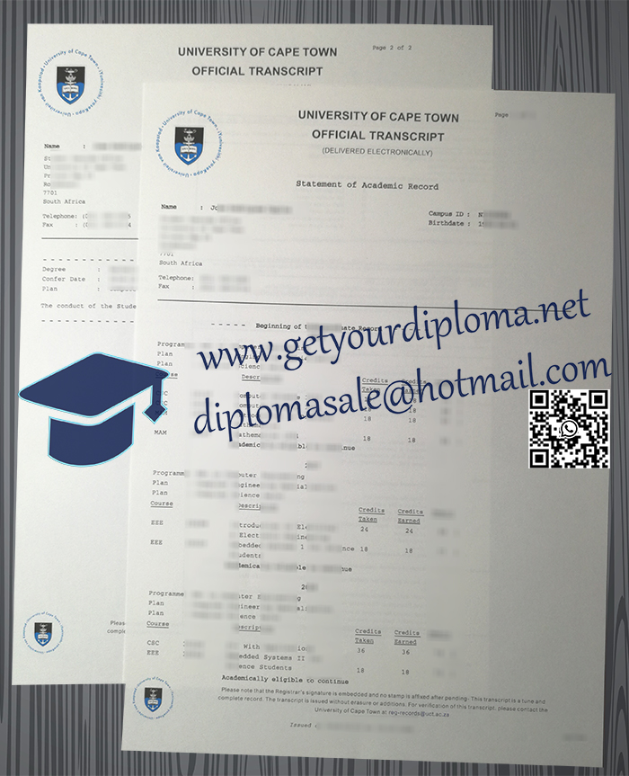 University of Cape Town transcript